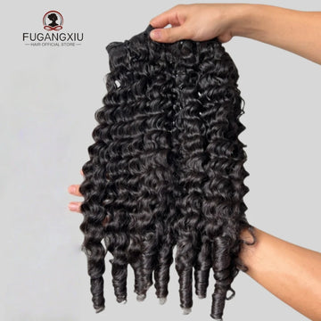 Burmese Curly Bundles Human Hair Extensions Burmese Pixie Curls with Spring Curl at Ends Raw Hair 1/3/4 Bundles Human Hair Weave