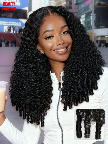 Beautyforever 13x4 Burmese Curly Lace Frontal Wig With Finger Coils Ends 100 Human Hair Bouncy Curl Put On And Go Glueless Wig