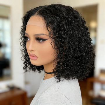 4x4 Bob Wigs Human Hair Curly For Women Pre Plucked Lace Front Wig