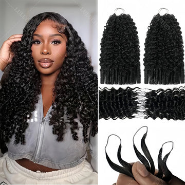 Burmese Curly Crochet Hair For Bohemian Braids Pre-Separated Invisible Knot Bundles Human Hair With Closure Feather Crochet Hair