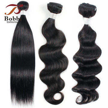 Clearance 100g Human Hair Weave Bundles Extension Black Color Body Wave Loose Deep Straight Style Bobbi
