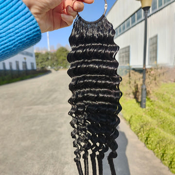 Burmese Curly Feather Crochet Human Hair Twist Braiding Hair Knotless Pre-Separated Deep Pixie Curls Crochet Hair Extensions